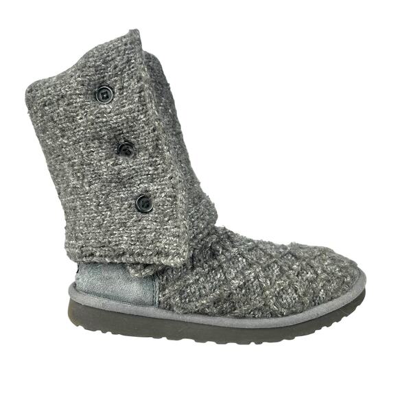 UGG Women’s Cardy Lattice Knit Tall Grey Pull On Boot Size 8 - Picture 1 of 12